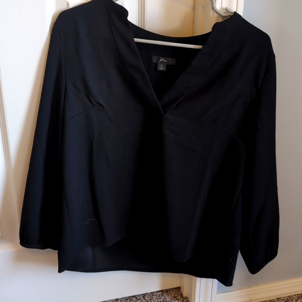 J. Crew, Black drapey blouse